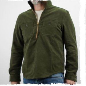 Dehen 1/2 Zip Club Shirt Olive Moleskin XS
